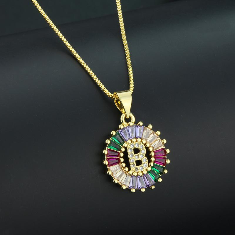 European and American simple 26 letter necklace directly from the manufacturer color zirconium English temperament pendant necklace wholesale