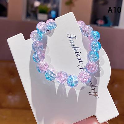 Women'S Cracked  Beaded Round Glass Beads Stretch Bracelet Bangle