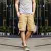 Pantalones Cortos Cargo Holgados de Verano para Hombre con Múltiples Bolsillos Algodón para Hombre Pantalones Cortos Sin Cinturón