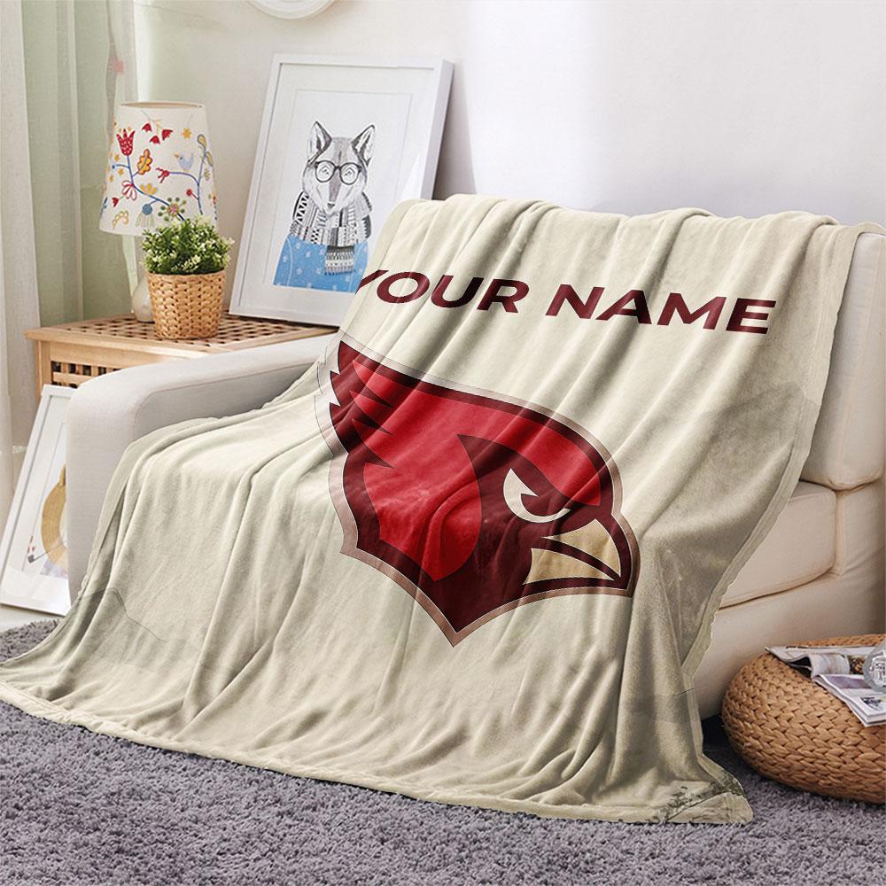 Custom Name,Arizona Cardinals Printed Flannel Blanket, Soft Throw for Bedroom Sofa, Washable, Christmas Present, Great Gift.