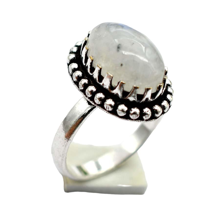 Moonstone Ethnic Handmade Ring Jewelry US Size-8 R 5658