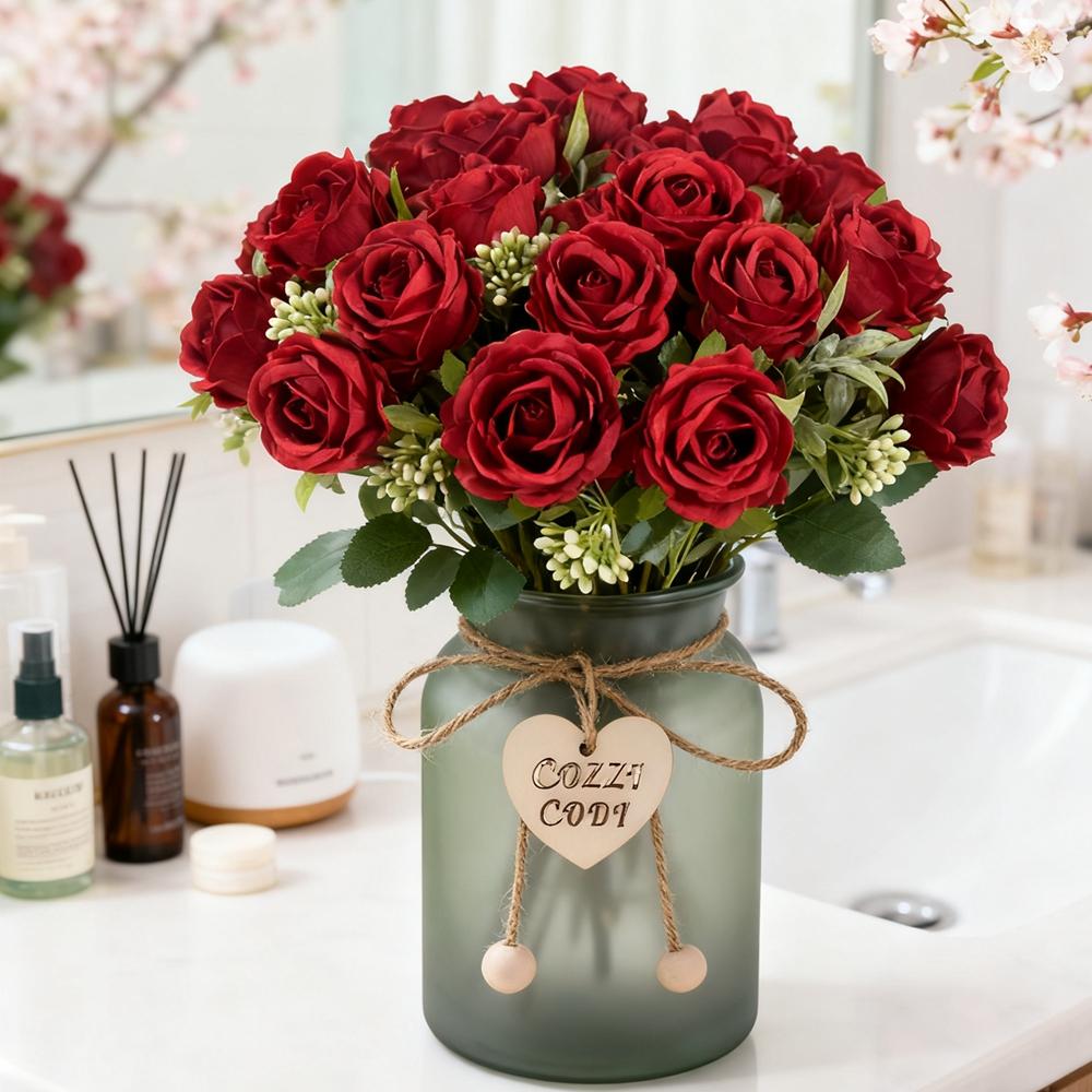 1pc Artificial Flowers Silk Roses Bundle Valentine's Day Scrapbooks Festival Wedding Outdoor Garden Party Room Vases Decorations