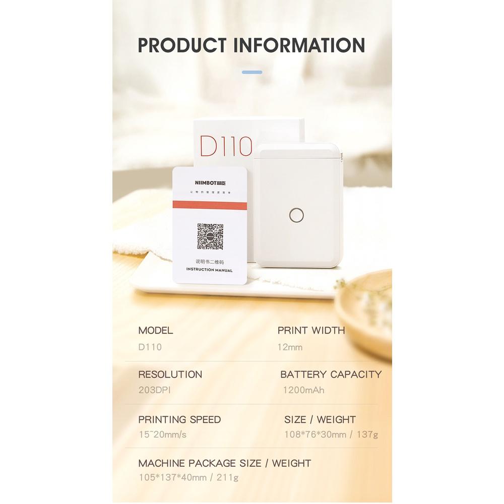 D110 Přenosná tiskárna etiket bluetooth Bezdrátová fotografická tiskárna s vysokým rozlišením Mini výrobník etiket Termální tiskárna 100*70*20 mm