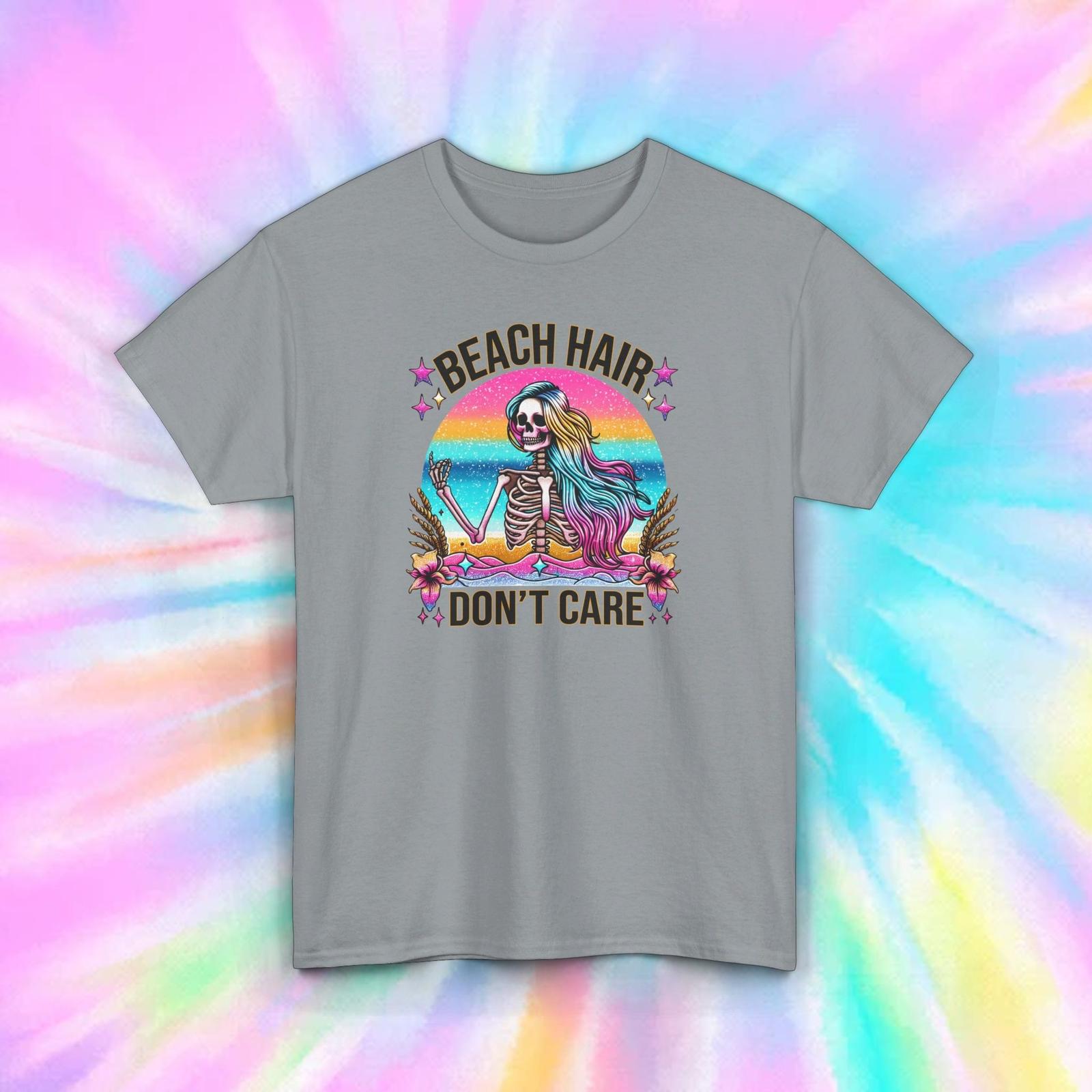 Beach Hair Don t Care Shirt | Colorful Skeleton Summer Vibes | Tropical Tee S разноцветный