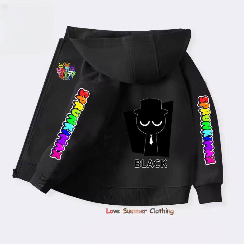 Sprunki Reißverschluss-Hoodies für Kinder Incredibox Anime-Figuren Mädchen-Sweatshirt Kinder Frühling Herbst Pullover Geschenk Jungenkleidung 4-14J