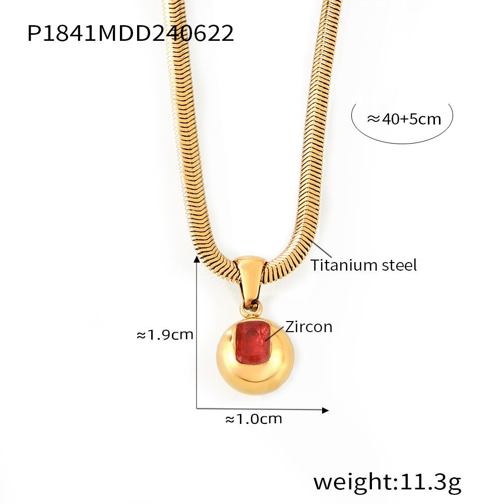 

Ожерелье-цепочка из нержавеющей стали 316L «Змеиная кость» для женщин, модное ожерелье с подвеской в виде красочного циркониевого шара с 18-каратным золотым покрытием, циркон 45cm