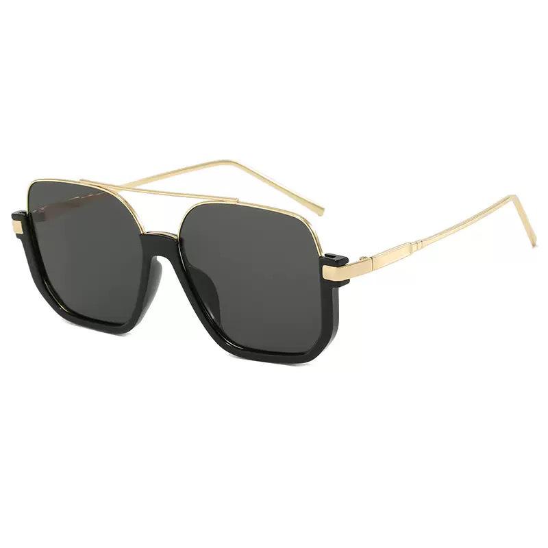 Large Square Frame Double-Beam Sunglasses: New European & American Fashion, Street Style Influencer