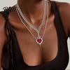 Couple Necklace Gift Women Double-layered with Blade And Heart Pendant