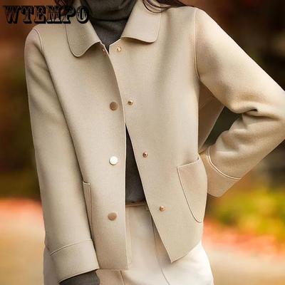 Revers Kurze Jacke Damen Frühling und Herbst Temperament Lässig Lose All-Match Wolloberteil