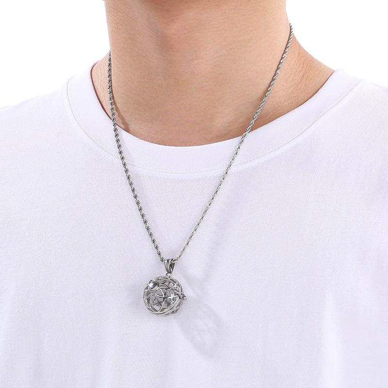 

Palace Style Openable Hollowed Out Spherical Incense Pendant Necklace for Men Women Hip Hop Stainless Steel Trendy Jewelry 45cm