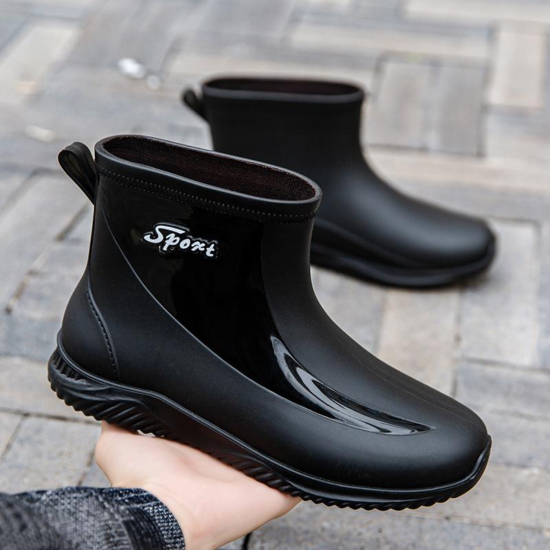 

Water shoes anti-men s rain shoes thickened water boots short tube car wash fishing high-end rain boots rubber shoes 39