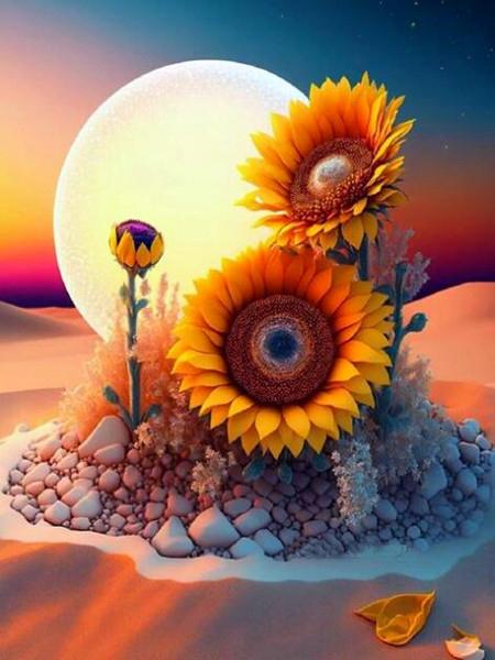 Diamond Painting Full Drill Sunflower Bicycle Home Decor Embroidery Mosaic Sunset Seaside Landscape Crystal Wall Sticker