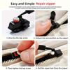 Zipper Repair Tool Detachable Suitable for Bags, Jackets, Clothes, Shoe, Boots Home Use No-Tool Replacement Zipper Lock Slider