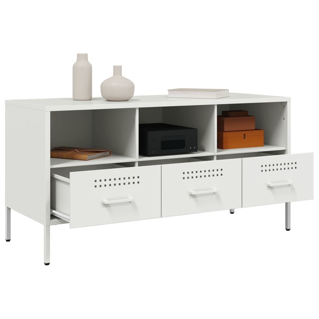 TV Stand White 100.5 x 39 x 50.5 cm Steel