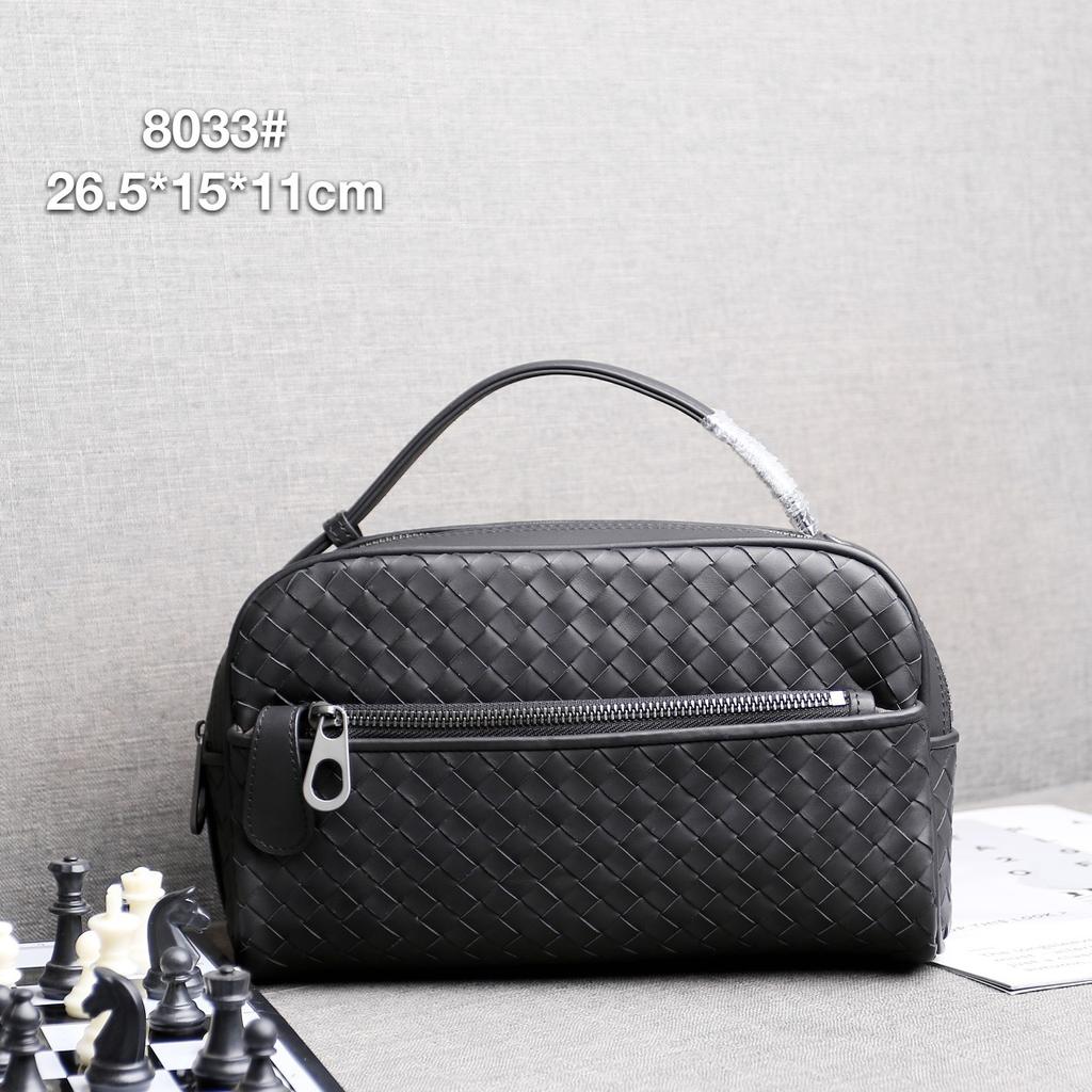 Directly from the manufacturer Leather woven double zipper Leisure travel Wash bag Fashion personality Trend handbag Hand bag