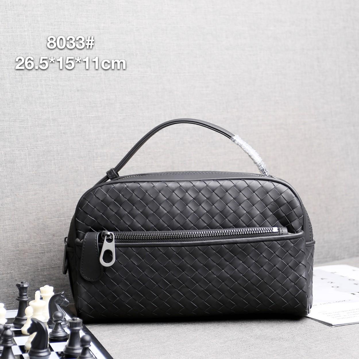 

Directly from the manufacturer Leather woven double zipper Leisure travel Wash bag Fashion personality Trend handbag Hand bag 26.5*15*11 чорний