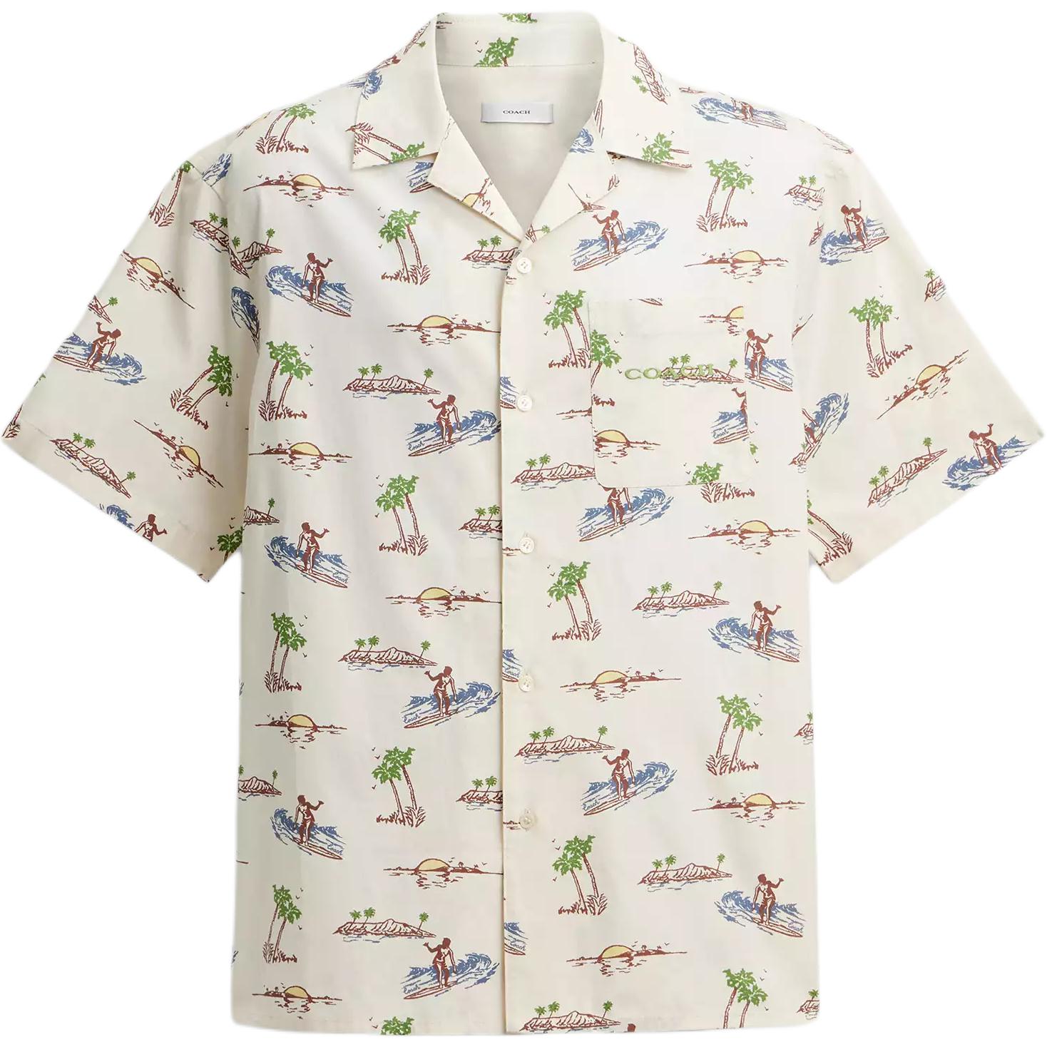 

Coach Cotton Short Sleeve Shirt With Left Chest Pocket Men shirts CAF60-L38 L