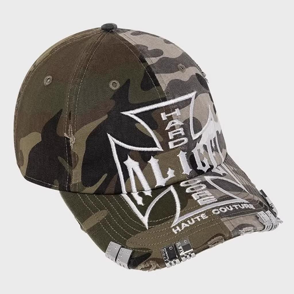 Summer Street Dance Hat With Camouflage Embroidered Logo Flat Top Cap For Sunshade Cross