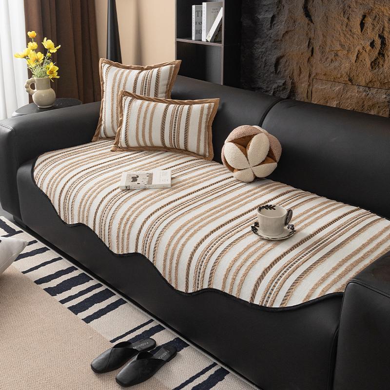 

Нескользящий чехол для дивана, универсальный защитный чехол для дивана с неровностями, европейский стиль, ретро, черно-белый полосатый чехол для дивана 90x90