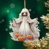 Halloween Ghost Car Pendant 2D Flat Ghost with Pumpkin Acrylic