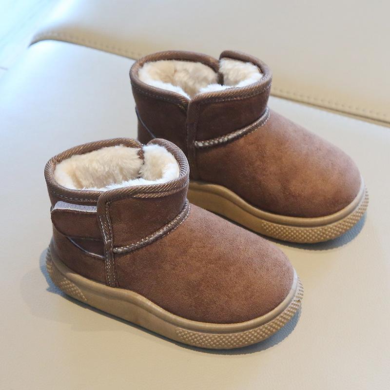 

Детские зимние ботинки, зимние короткие ботинки для мальчиков с толстым флисом, хлопковые ботинки для девочек, теплая детская хлопковая обувь 23 коричневый