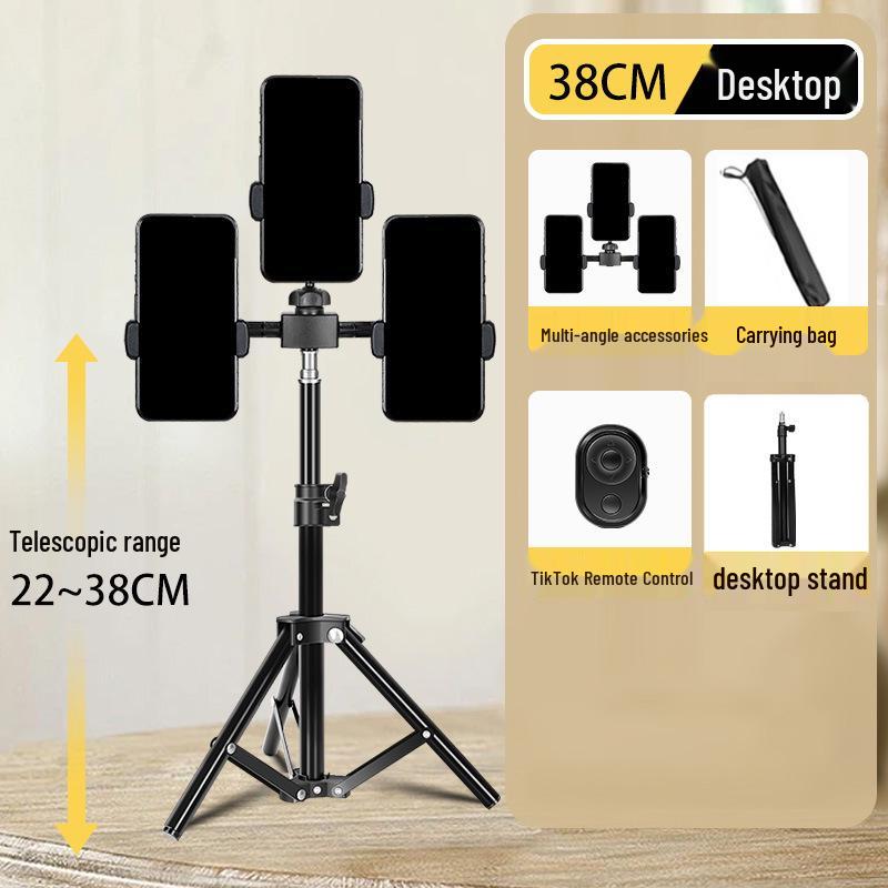 Dual-Position Live Streaming Tripod with Fill Light for Video Recording