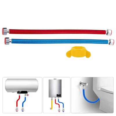 Confezione da 2 Connettori Flessibili in Acciaio Inossidabile 304 per Scaldabagno Tubo di Ingresso Acqua Calda e Fredda Tubo Pratico con Codifica Colore