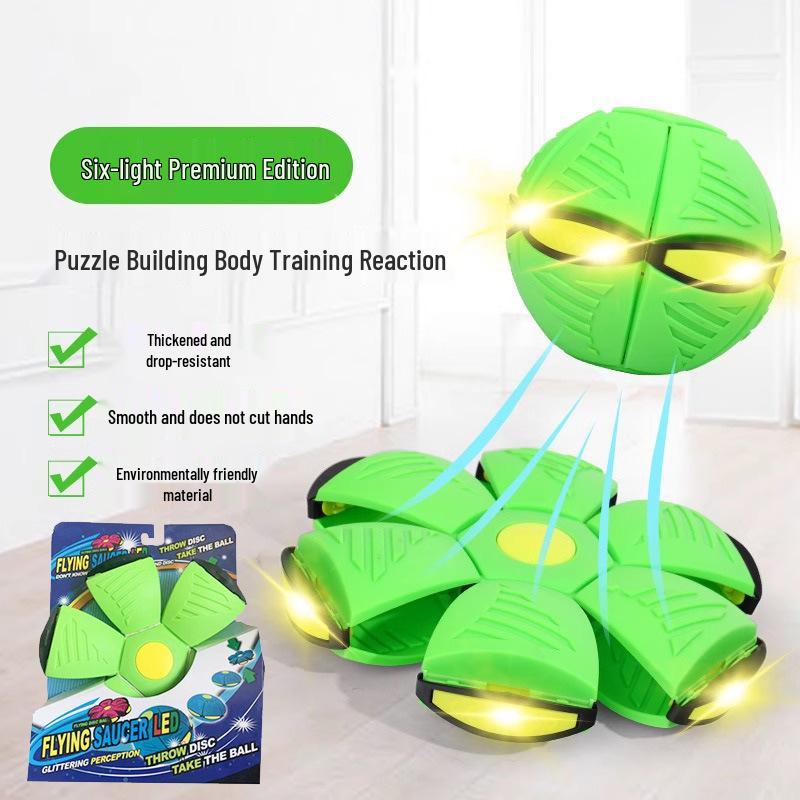 Magic Flying Saucer Ball: Deformable Outdoor Stomp Toy with Lights for Kids