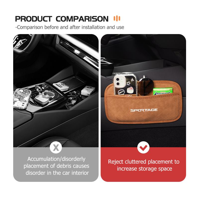coajtd1 Car Center Console Side Paper Towel Key Storage Bag Pocket Organizer Bags For KIA Sportage Rio K5 K2 Optima Cerato Proceed Venga