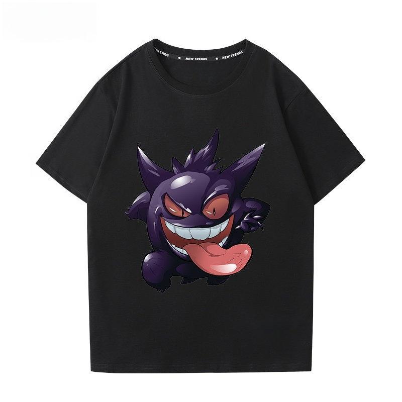 T-shirt με Εκτύπωση Pokémon Gengar 100% Βαμβακερό Ανδρικό Καλοκαιρινή Μόδα 2026 Oversize Street Casual Y2K Μπλούζες Ρούχα Streetwear
