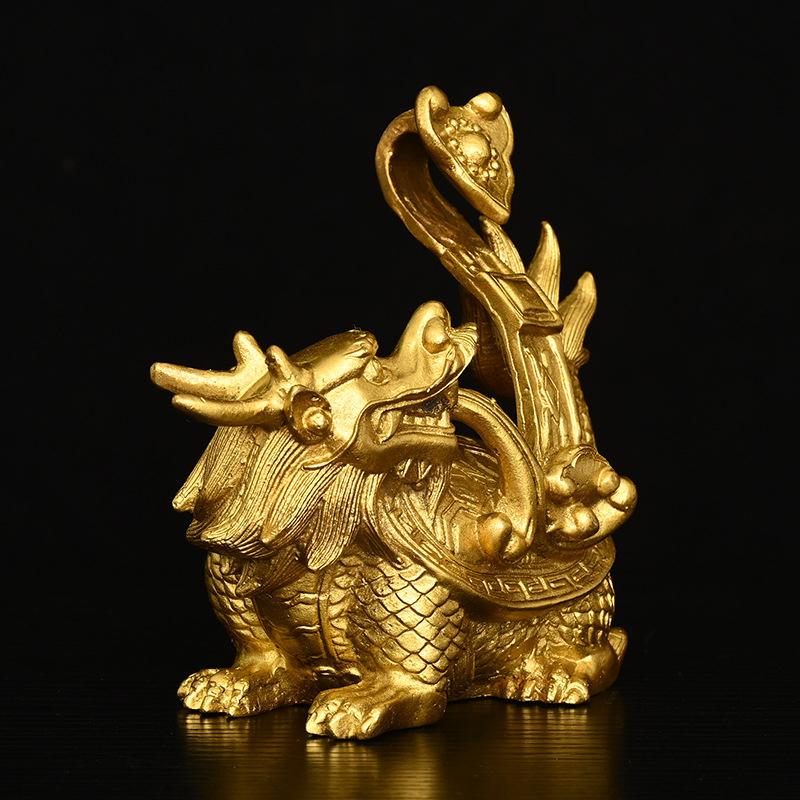 Brass Mythical Creature Ruyi Home Office Decoration Exquisitely Crafted Bronze Xuanwu Ornament