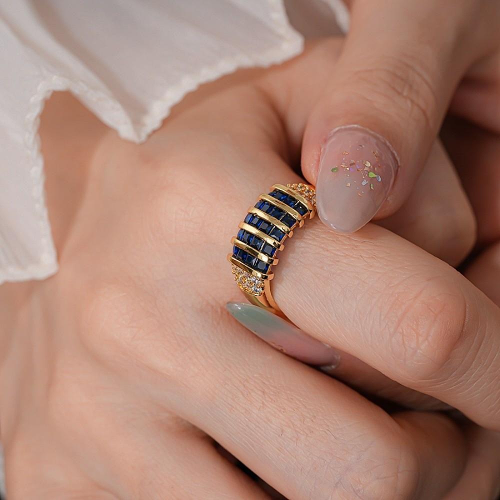 Koreanischer Stil Strassring Schmuckzubehör Klobiger Emaille-Ring Zirkon Öffnungsring Dekoration