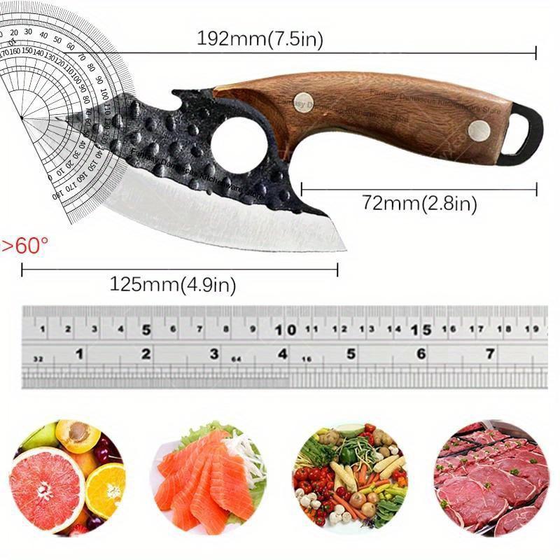 1pc Kitchen Knife Small Pocket Knife Stainless Steel Boning Knife 4.9in Hand Forged Mini Slicing Knife with Sheath