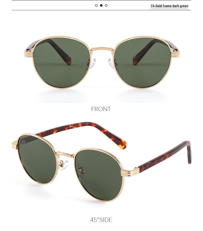 Retro Hong Kong Style Polarized Metal Sunglasses - Versatile High-End Streetwear