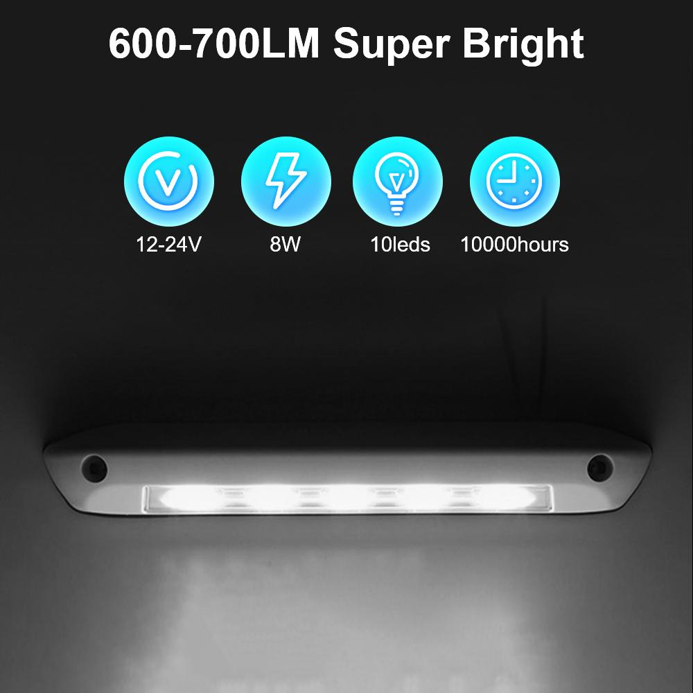 LED Awning Porch Light RV Van Trailer Exterior Lamp Waterproof Caravan Interior Wall Lamps 12V/24V