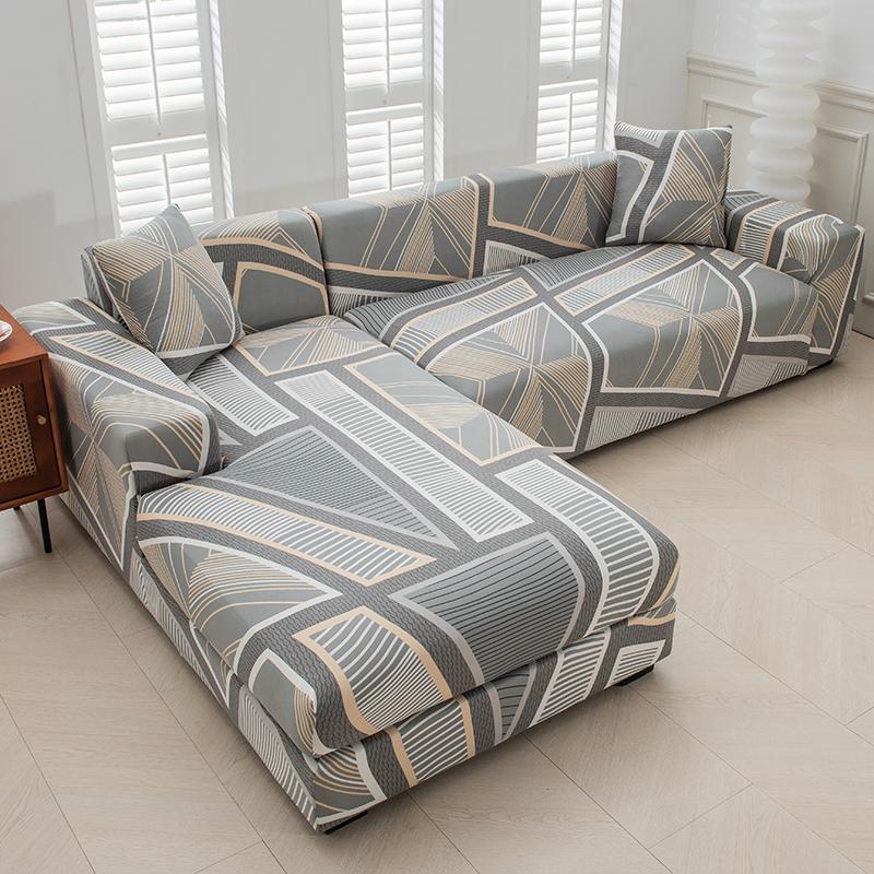 Stretch Sofa Überwurf Sofabezug Spandex Rutschfest, mit elastischem Saum für L-Form Ecksofas, Ideal für Kinder und Haustiere