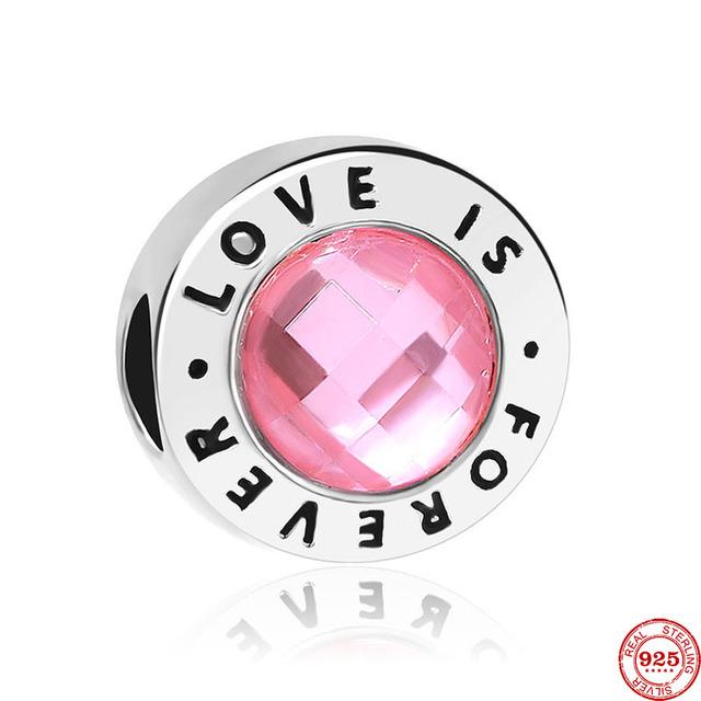925 Sterling Silver Pink Murano I Love Mom Love Cross Heart Diy Fine Beads Fit Original Charm Bracelet Women Jewelry