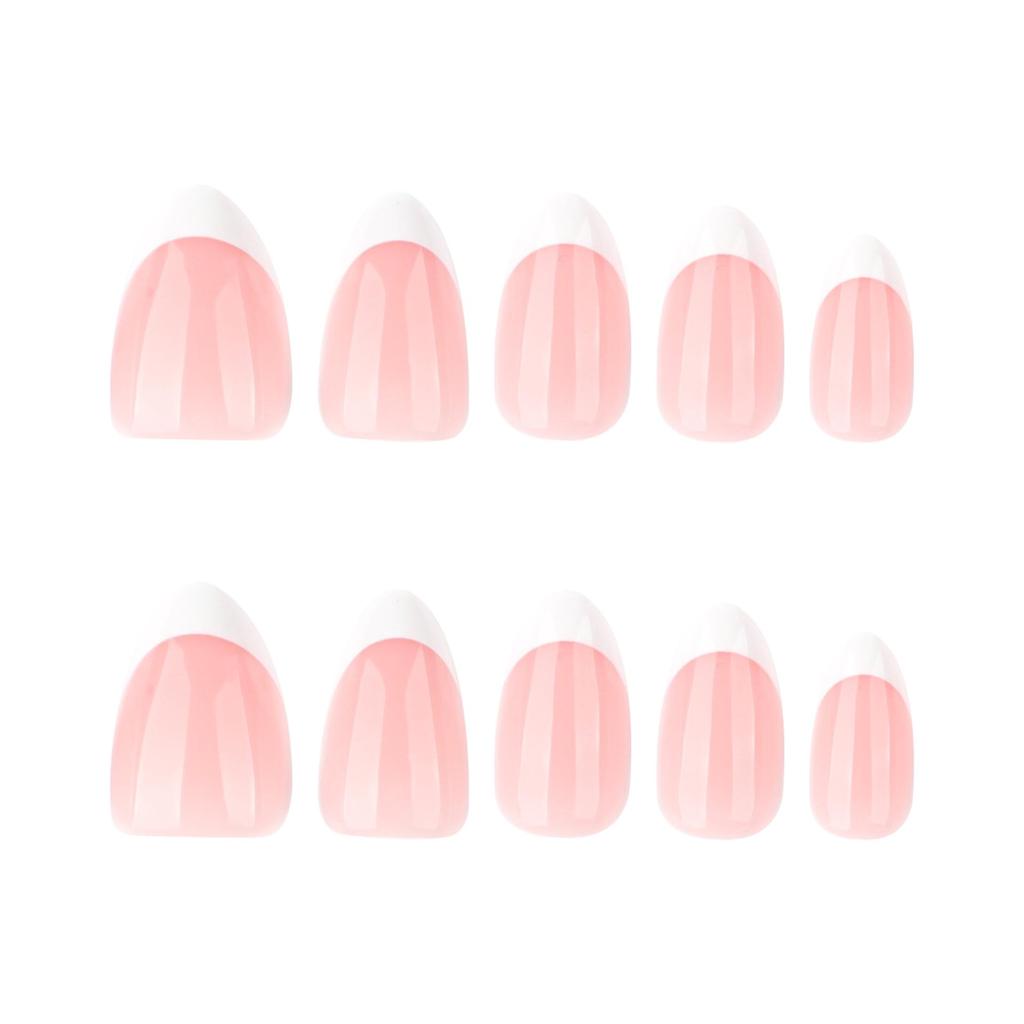 Minimalist Classic French White Tip Short Almond Fake Nails - Hot Selling Wearable Nail Tips