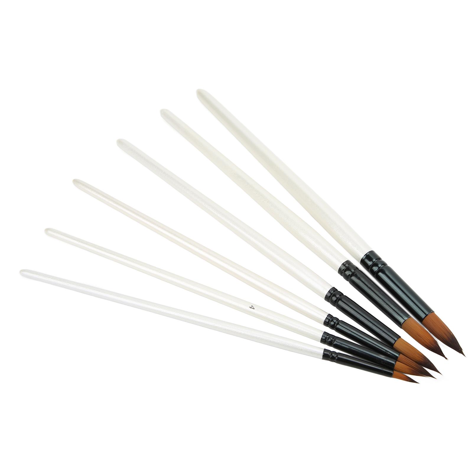 

6Pcs Paint Brush Set 6 Sizes Hand Made Soft Bristles Two Colors Nylon White Oil Paint Brush Set for Gouache