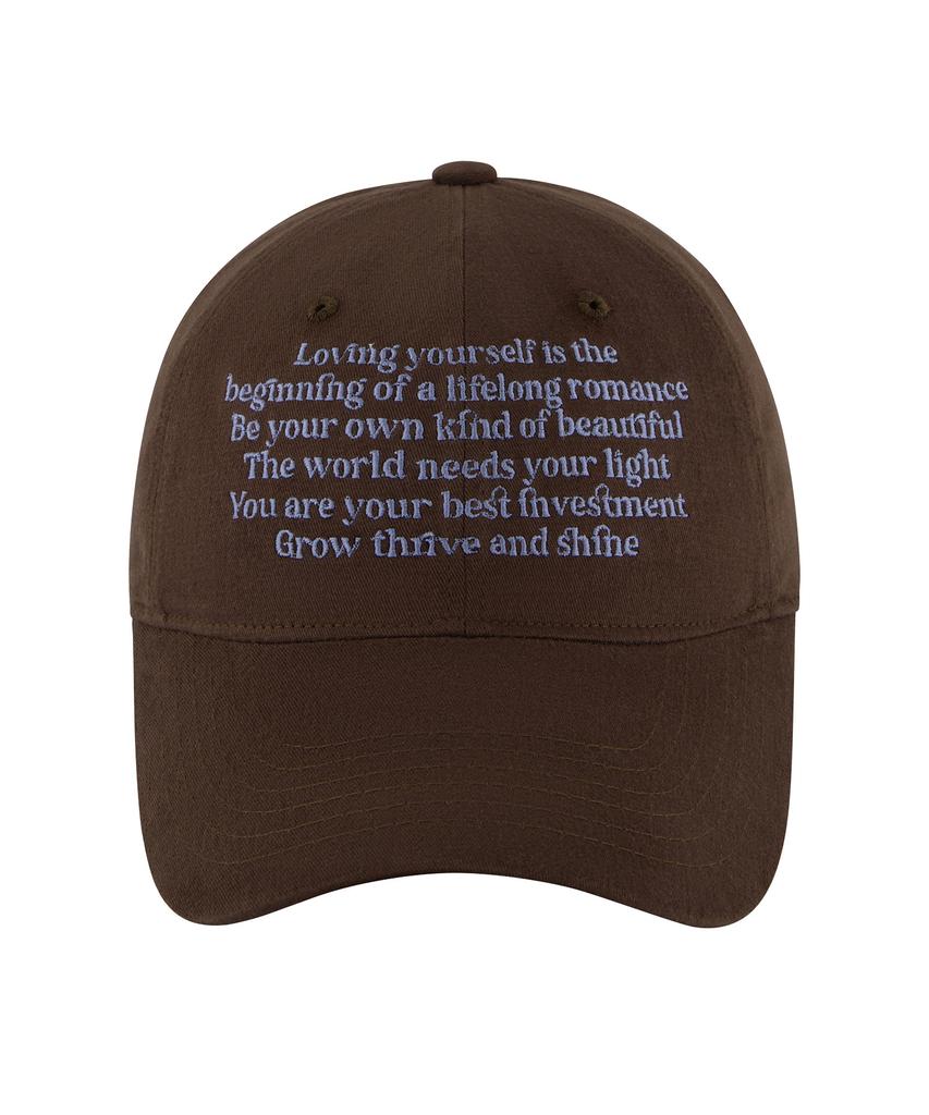 Hebeles Text Block Peach Wash Ball Cap - Brown