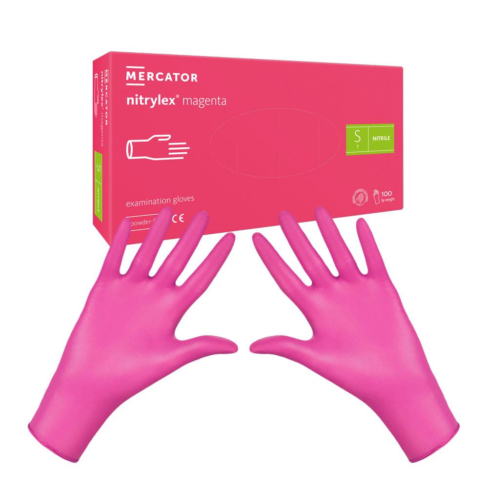 Nitrile Gloves Pink Mercator Nitrylex Magenta 100 Pieces