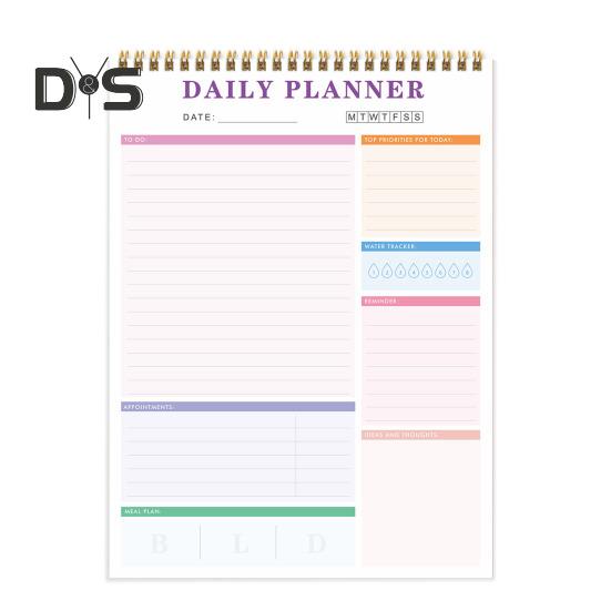 Tagesplaner mit Doppelspiralbindung, To-Do-Liste, Notizbuch für Studenten, Büroangestellte, Tagesplanerbuch für Büro und Schule