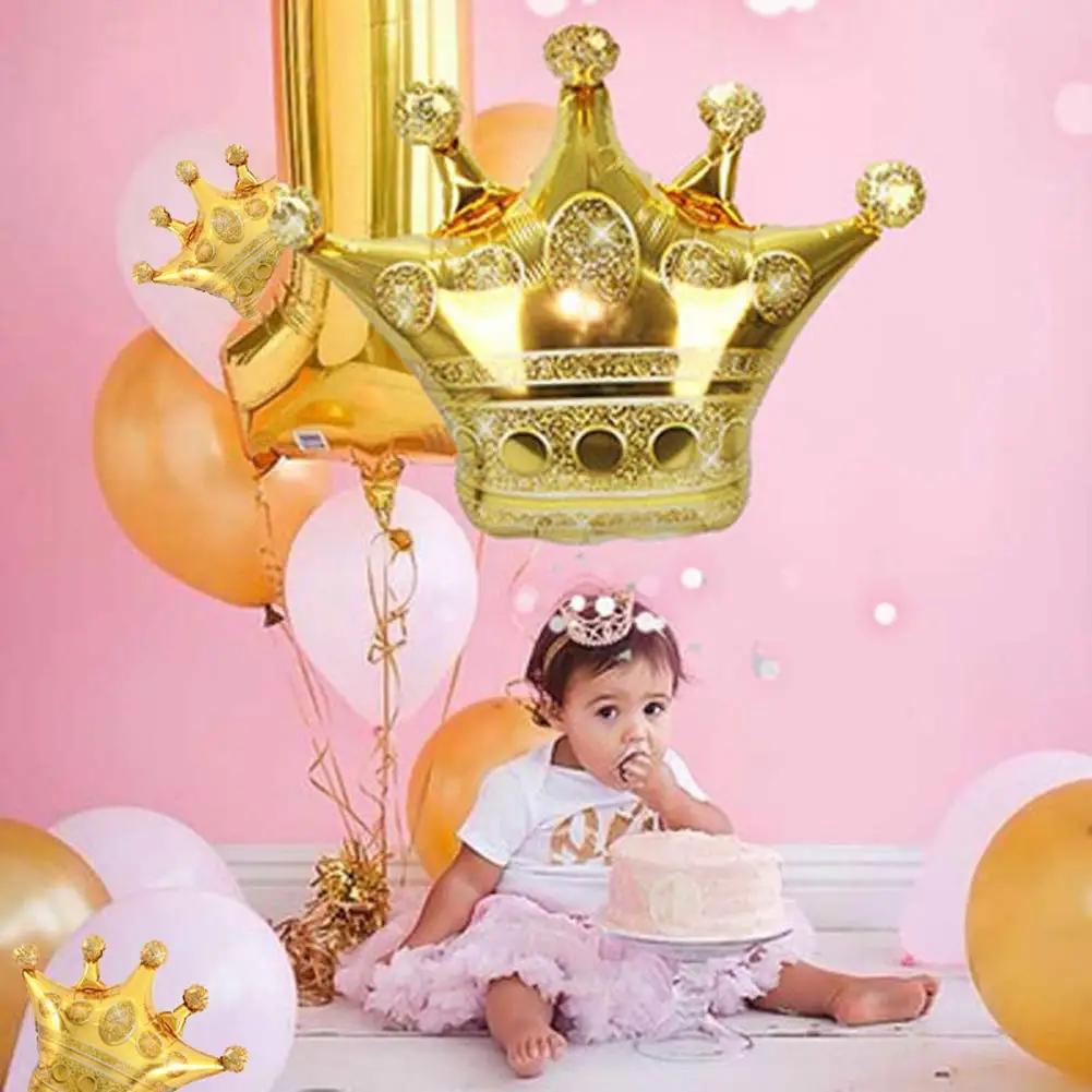 14pcs Big and Small Gold Crown Aluminum Film Balloon Set Party Decoration Photography Wedding baby shower Birthday Supplies