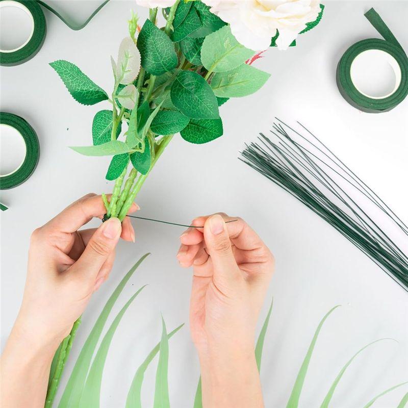 Floral Wire And Flower Tape Kit- Includes 4 Rolls Of Flower Tape And 40 Flower Stems Wires For Bouquet Wrapping