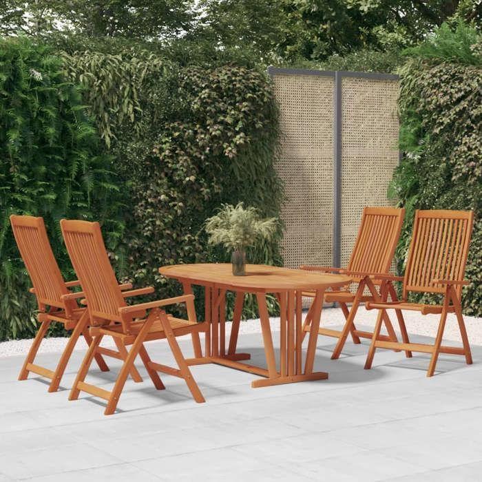 VidaXL Ensemble à Dîner de Jardin 5 pcs Mobilier de Salle à Manger de Patio Table et Chaises de Repas de Terrasse Extérieur 3087341