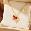 Gold-Plated Zodiac Necklace: 2026 Year of the Horse Red Pendant Clavicle Chain