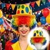 Colorful Afro Clown Wig Top Hat Set Rainbow Polka Dot Print High Hat Themed Parties