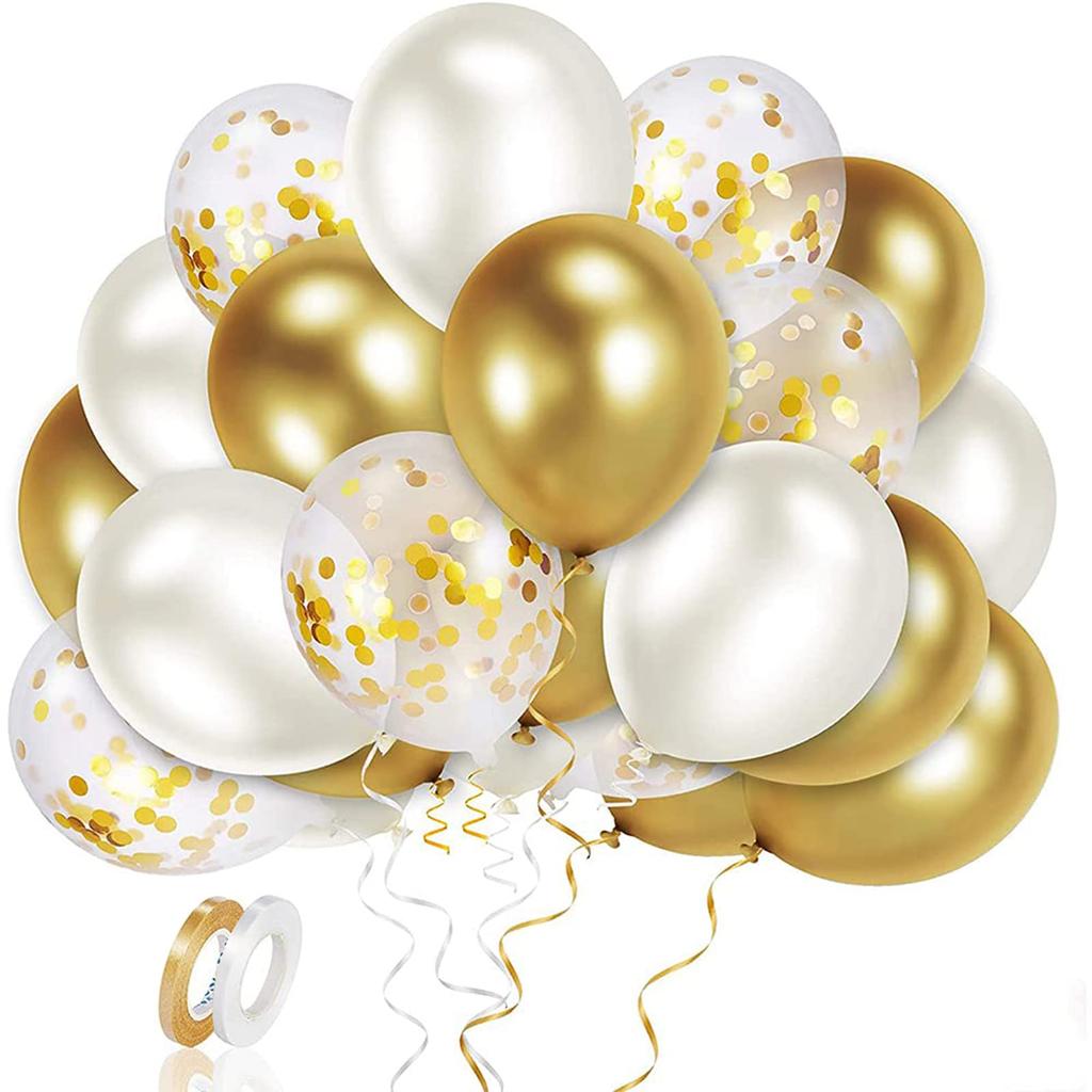 EXGOX 90 Pieces Balloon Set Gold Balloons for Birthday Celebration Party Decorations Wedding Graduation Opening Anniversary Coming of Age 10-inch