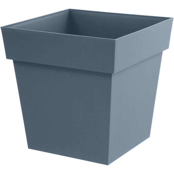 Square Flower Pot - EDA - Tuscany - 40 Cm - 38 L - Water Reservoir Zone - 39 X 39 X H.39 Cm - Jean Blue