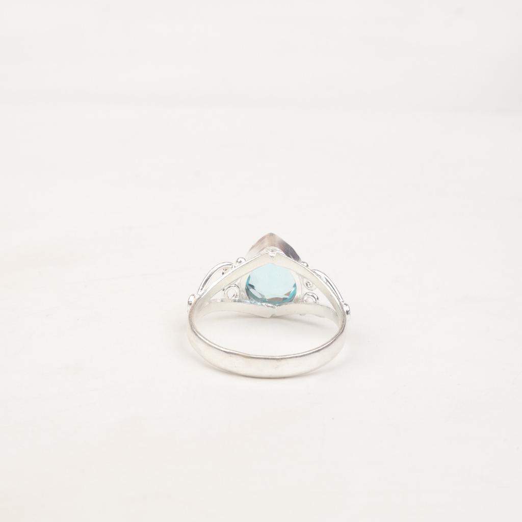 Sky Blue Topaz Gemstone 925 Sterling Silver Jewelry Handcrafted Engagement Ring RR-46-3